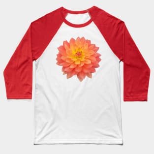 Salmon Pink Dahlia Floral Photo Cutout Baseball T-Shirt
